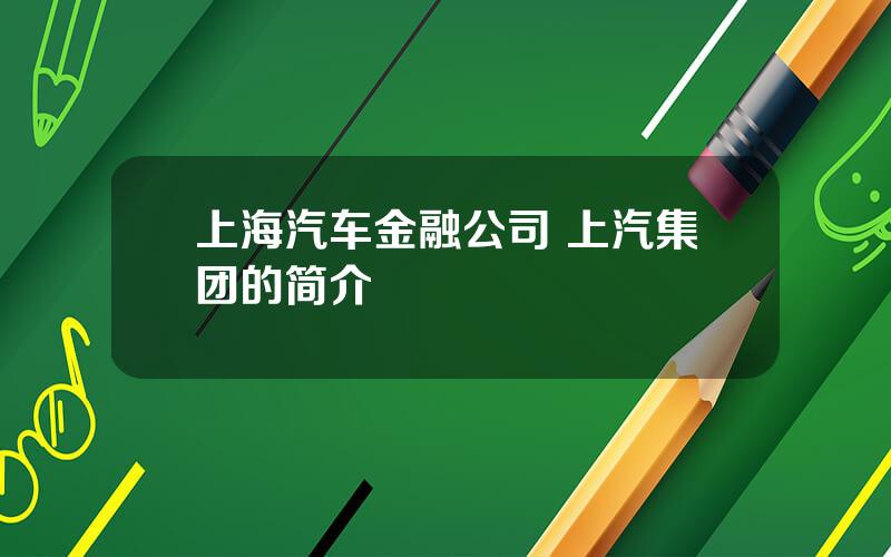 上海汽车金融公司 上汽集团的简介